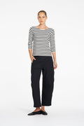 Relaxed Boat Neck in White/Black