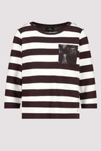 3/4 Tee w Sequin Pocket in Dark Chocolate Stripe