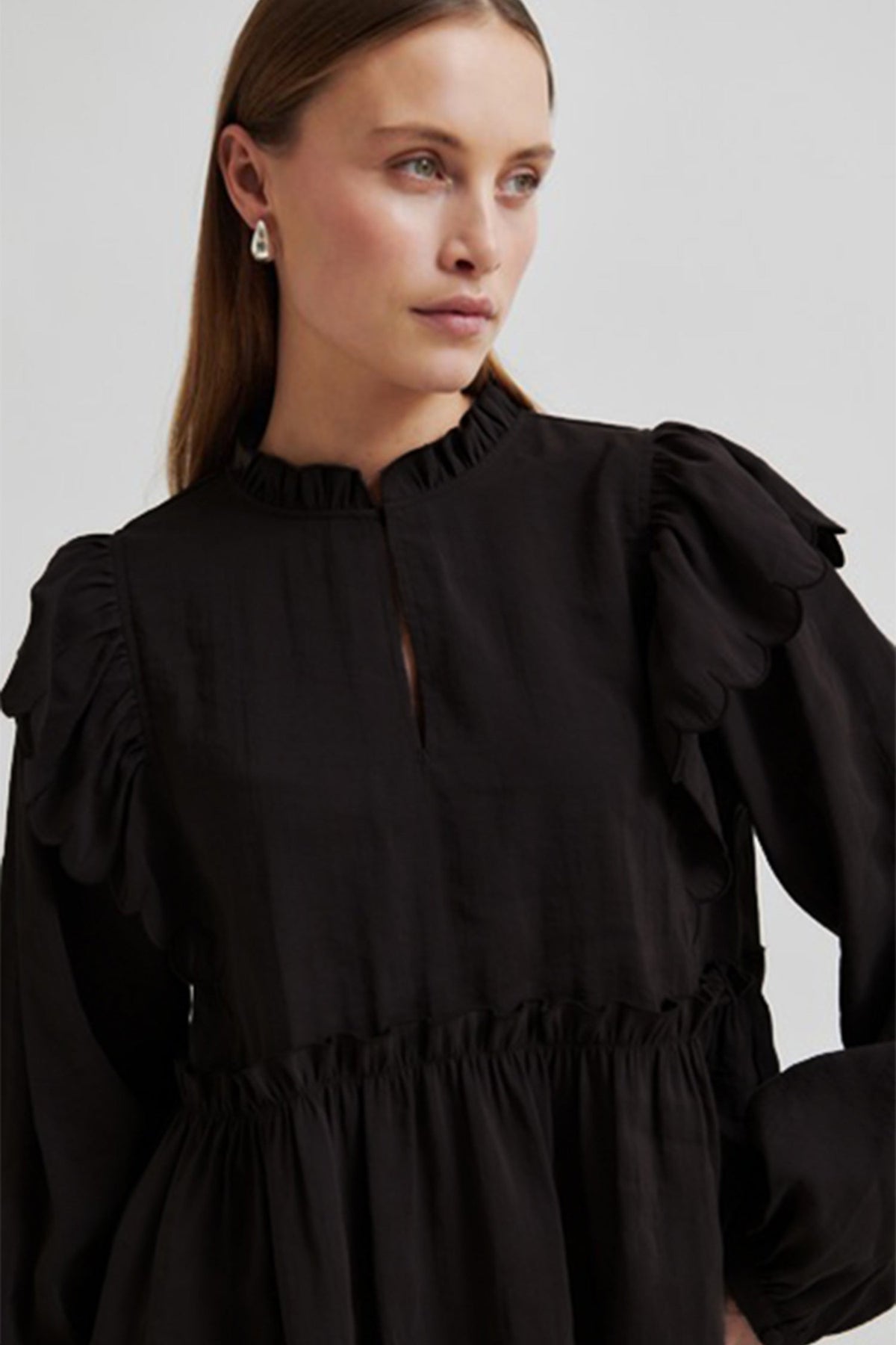 Terra Frill Blouse in Black
