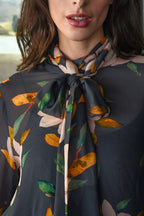 A Vintage Top in Charcoal Floral