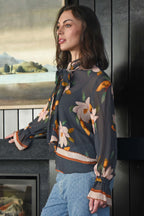 A Vintage Top in Charcoal Floral