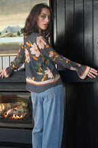 A Vintage Top in Charcoal Floral