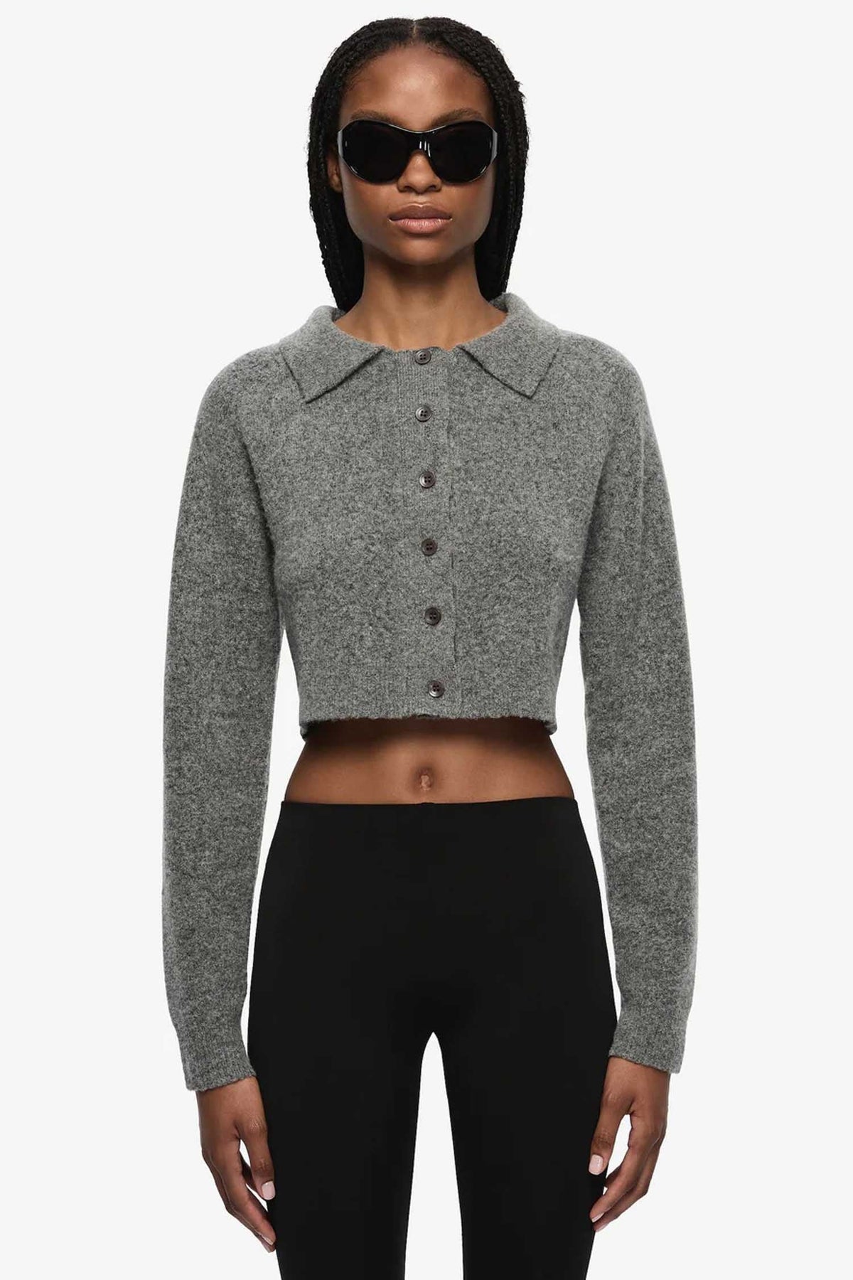 Ada Cropped Cardi in Charcoal