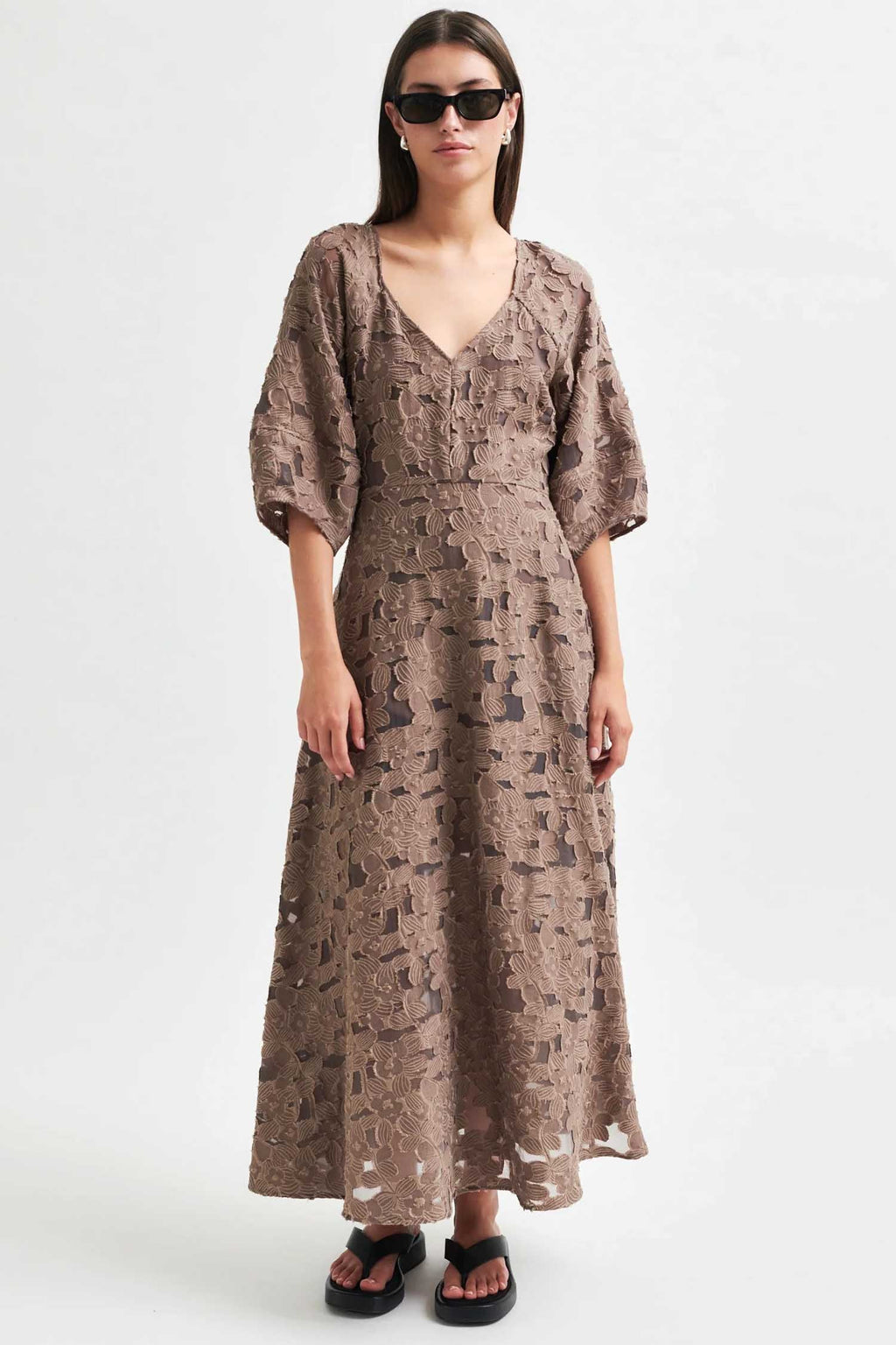 Agatha Fitted Maxi Dress in Fossil | FINAL SALE