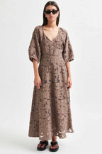 Agatha Fitted Maxi Dress in Fossil | FINAL SALE