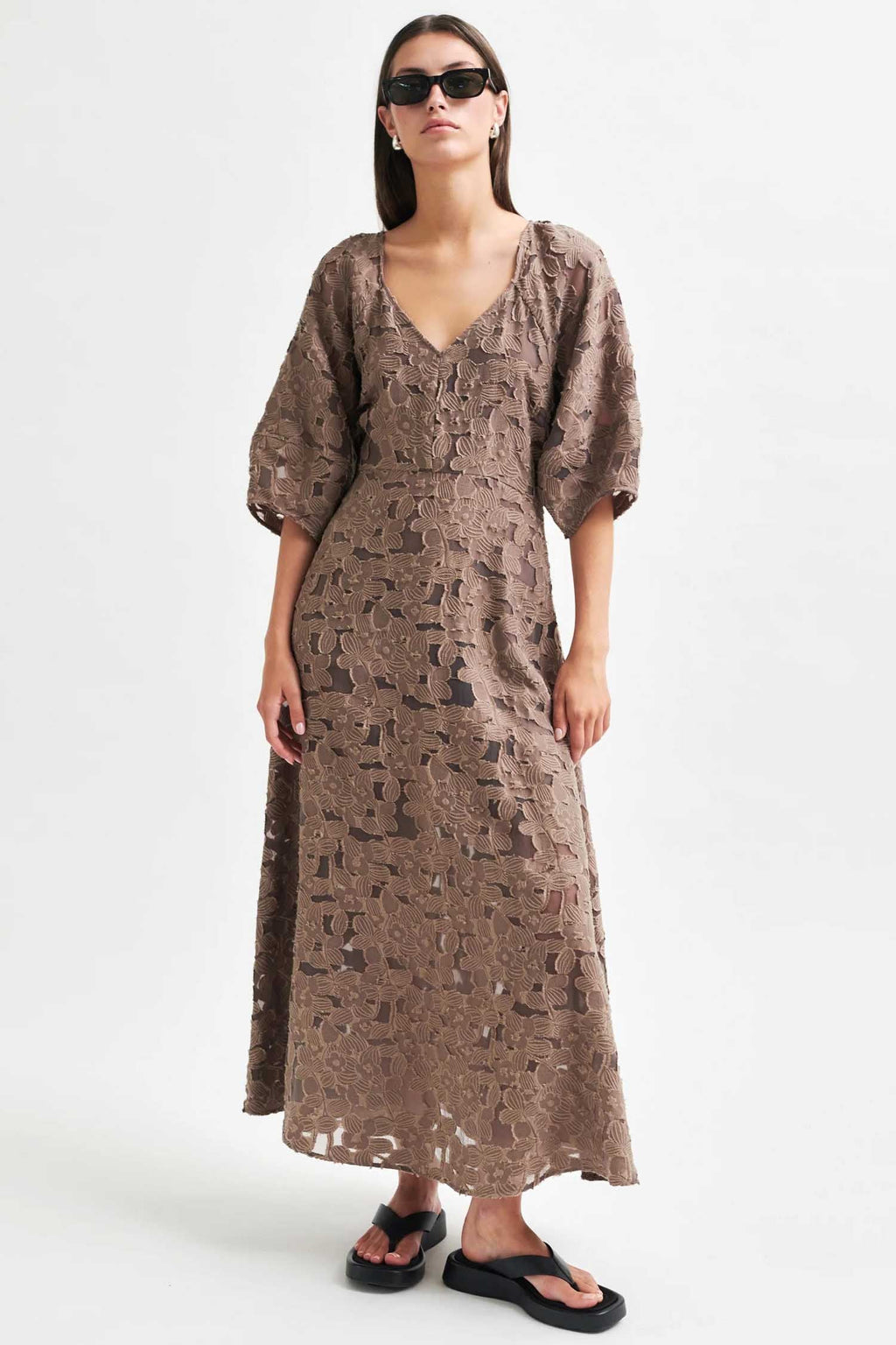 Agatha Fitted Maxi Dress in Fossil | FINAL SALE