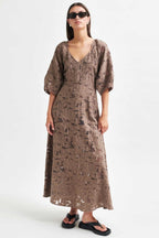 Agatha Fitted Maxi Dress in Fossil | FINAL SALE