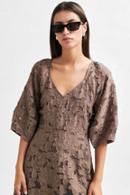 Agatha Fitted Maxi Dress in Fossil | FINAL SALE