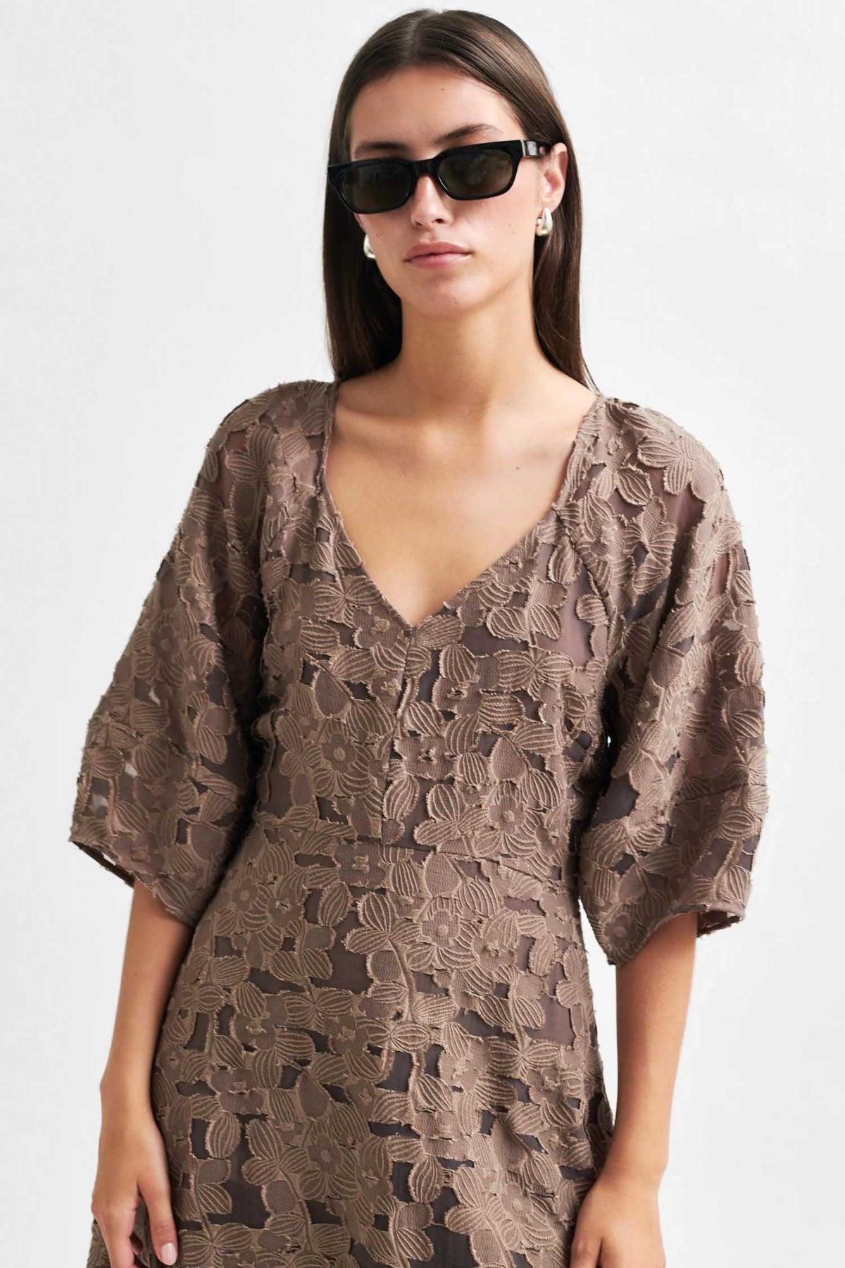 Agatha Fitted Maxi Dress in Fossil | FINAL SALE