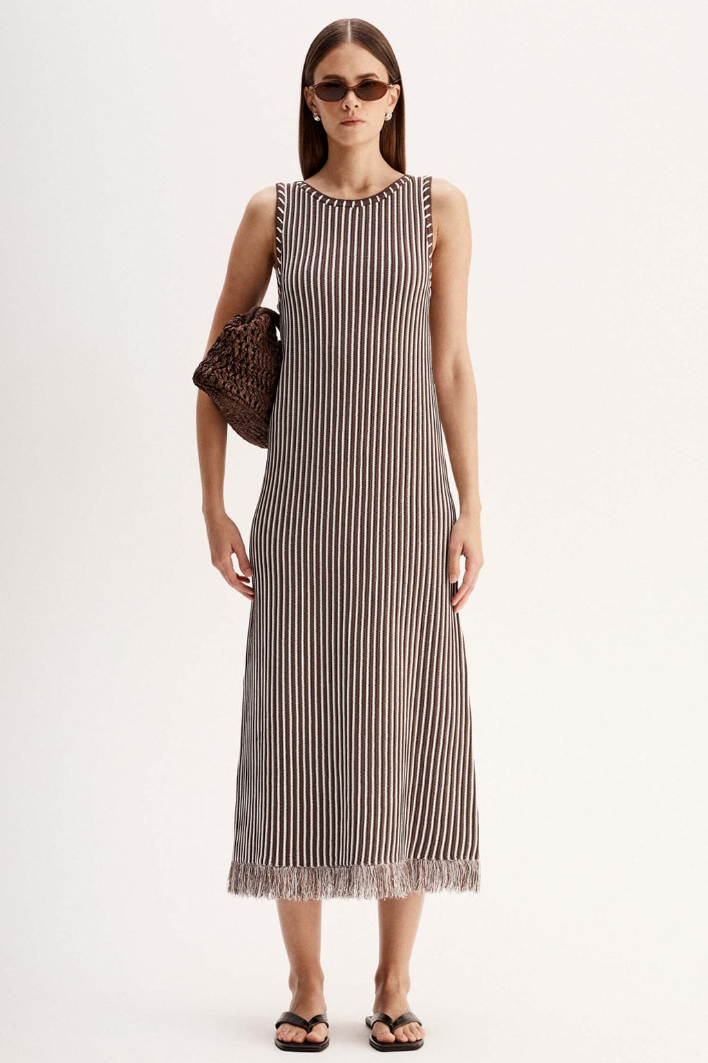 Alessandra Maxi Dress in Chocolate Stripe | FINAL SALE
