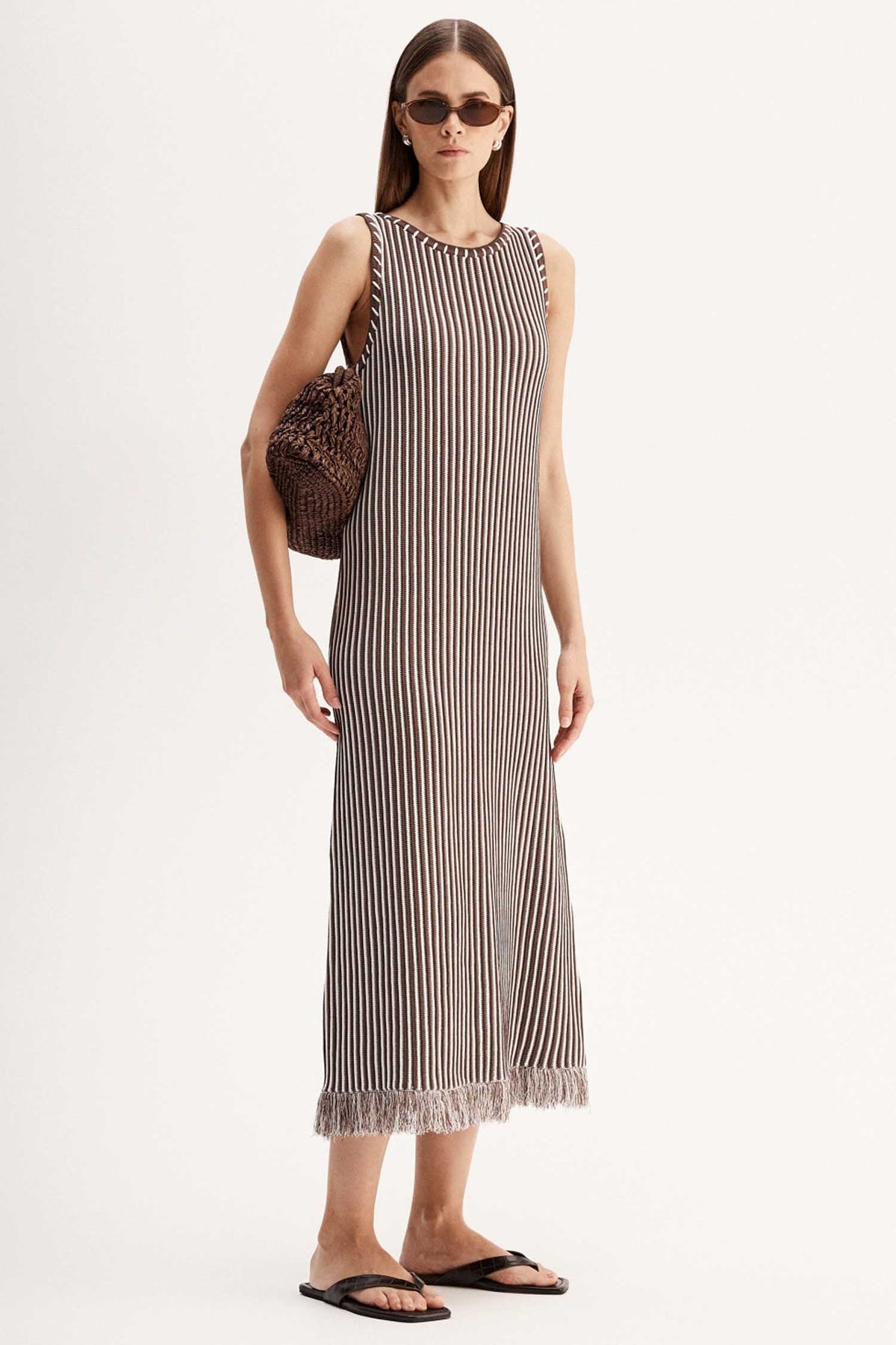 Alessandra Maxi Dress in Chocolate Stripe | FINAL SALE