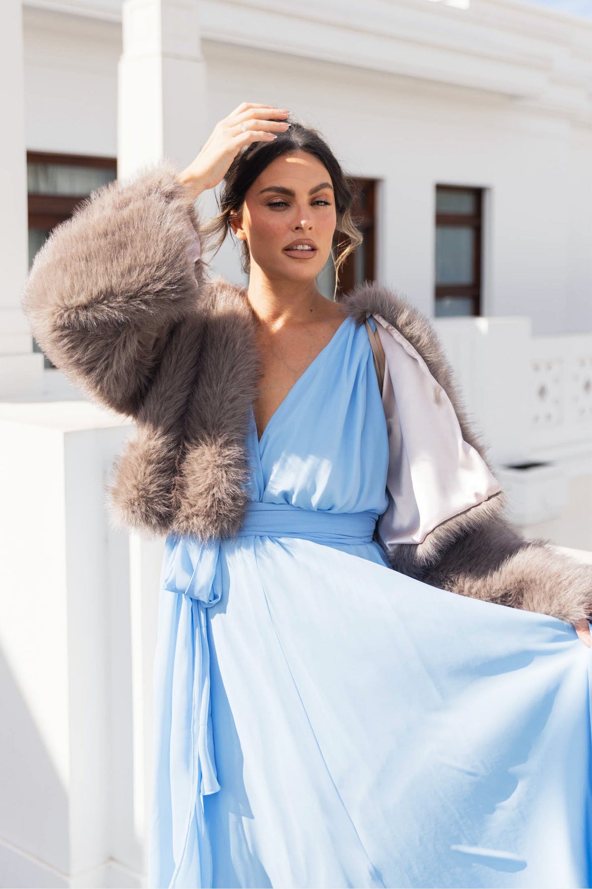 Esther-Alida Gown in Sky | Georgette
