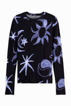 All Over Printed L/S T-Shirt in Cosmic Sky Spaced Carbon