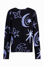 All Over Printed L/S T-Shirt in Cosmic Sky Spaced Carbon