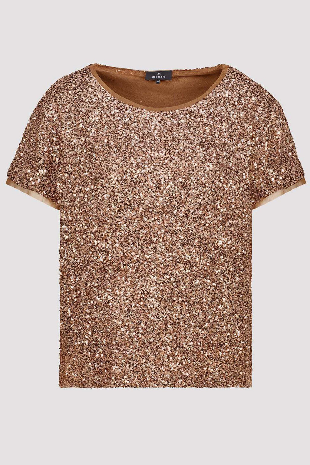 All-Over Sequin T-Shirt in Mocca