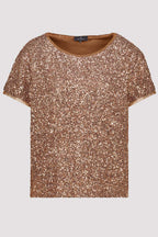All-Over Sequin T-Shirt in Mocca