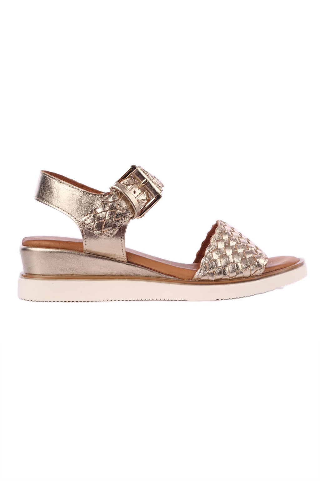 Amine Leather Wedge in Gold