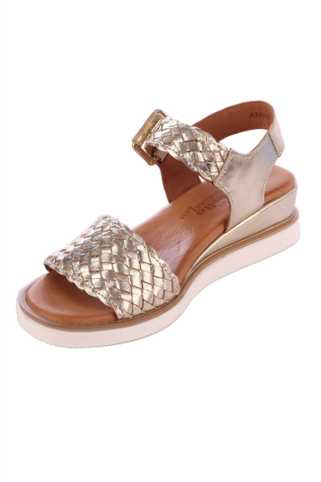 Amine Leather Wedge in Gold