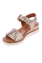 Amine Leather Wedge in Gold