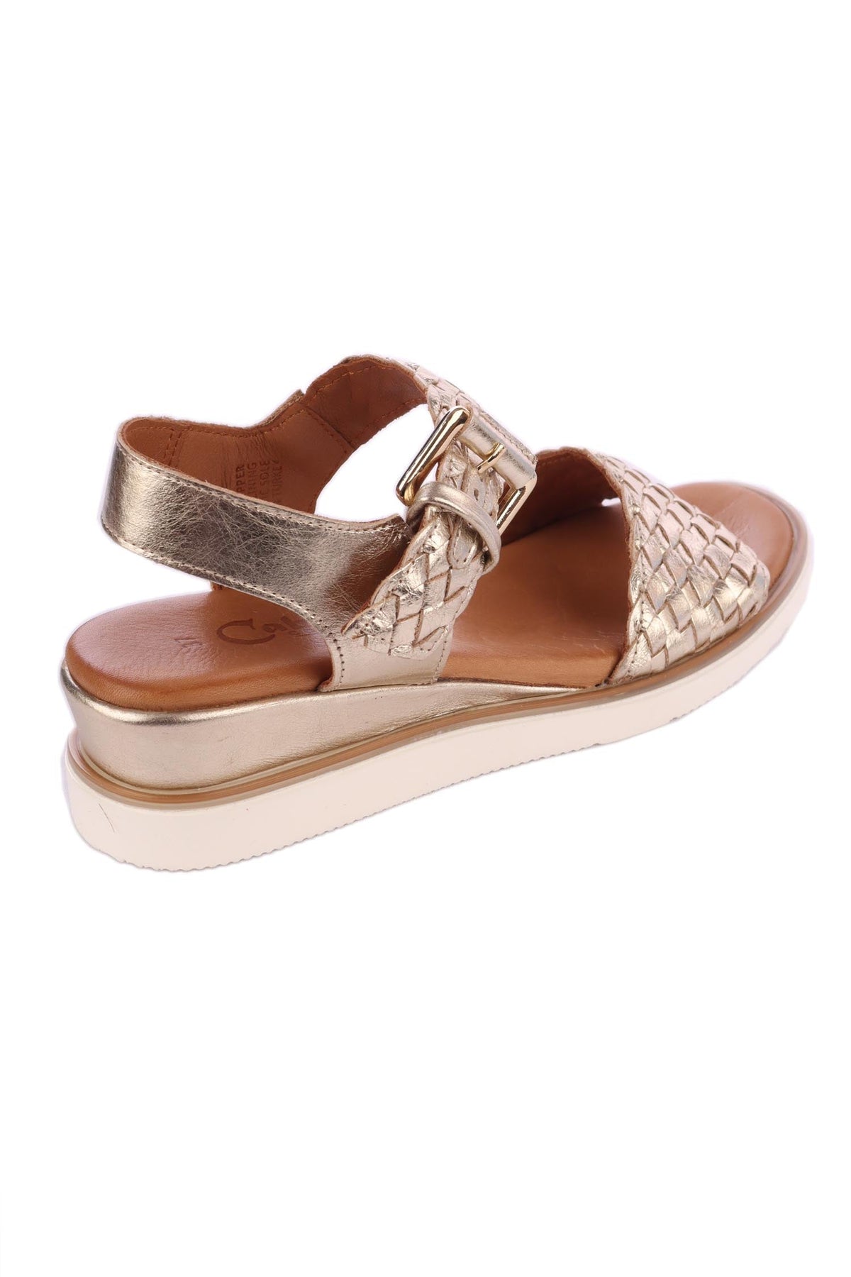 Amine Leather Wedge in Gold