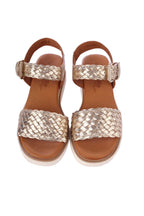 Amine Leather Wedge in Gold