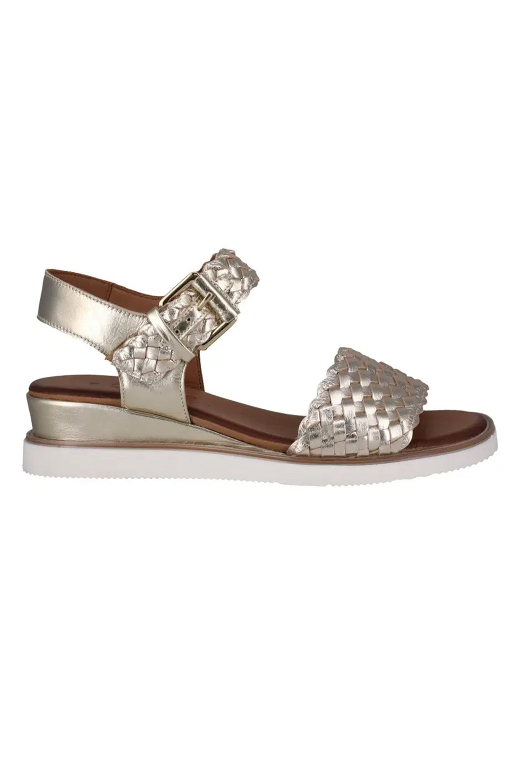 Amine Leather Wedge in Gold