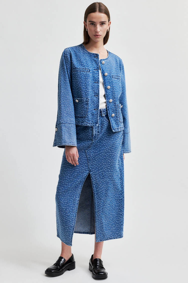 Angola Split Front Denim Skirt | FINAL SALE