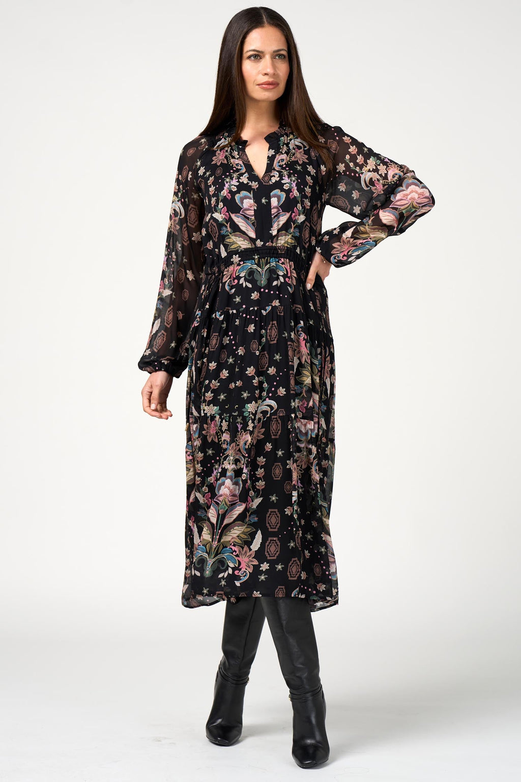 Antoinette Midi Dress in Black