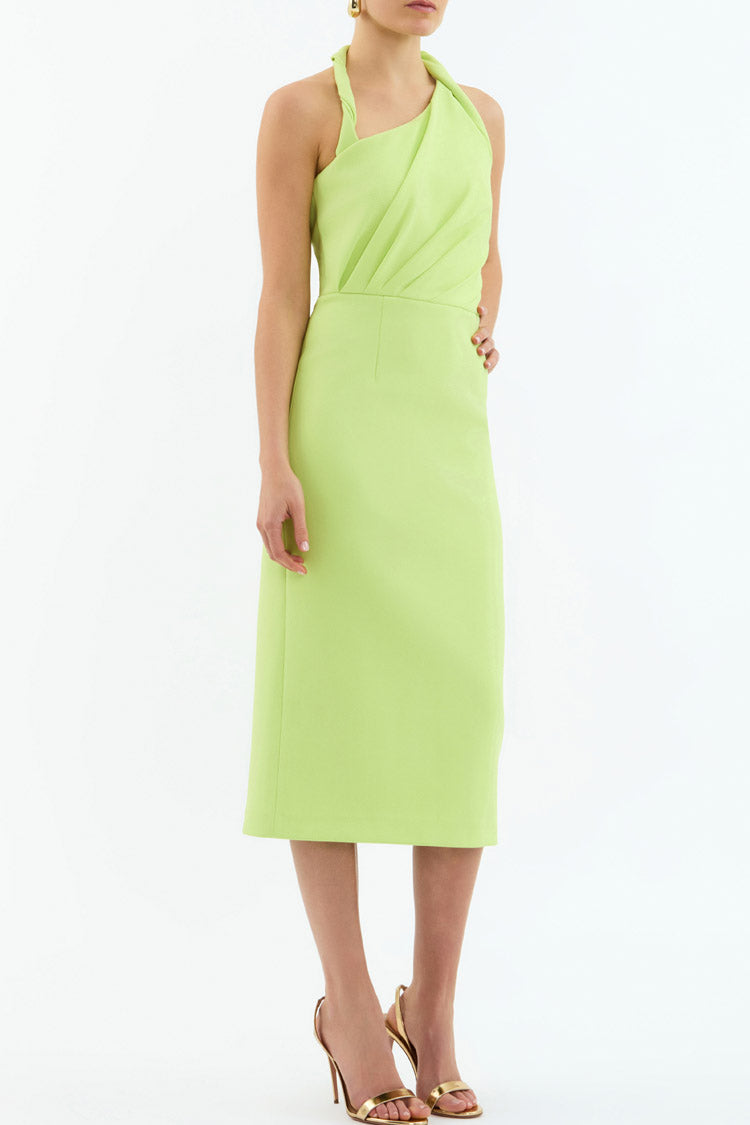 Aria Halter Midi Dress in Lime | FINAL SALE