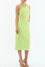 Aria Halter Midi Dress in Lime | FINAL SALE