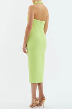 Aria Halter Midi Dress in Lime | FINAL SALE
