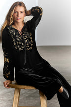 Arles/Lara Velvet Prairie Blouse in Black