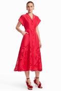 Aubrey Palm Shirt Midi Dress in Scarlet | FINAL SALE