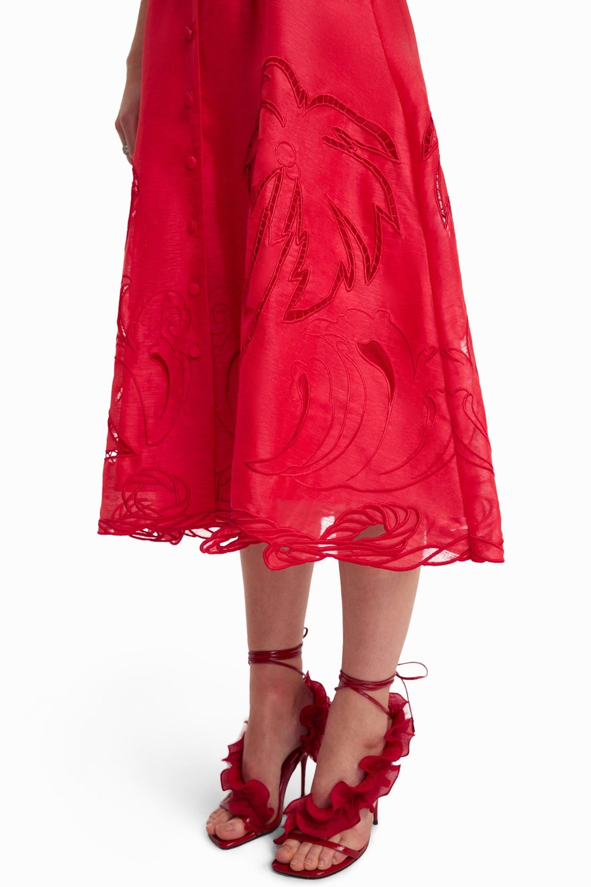 Aubrey Palm Shirt Midi Dress in Scarlet | FINAL SALE