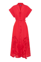 Aubrey Palm Shirt Midi Dress in Scarlet | FINAL SALE