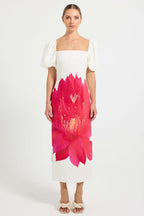 Aurelia Sleeve Midi Dress in Magenta Floral | FINAL SALE