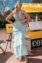 Avery 2-Tone Calipo Gown in Aqua | Georgette
