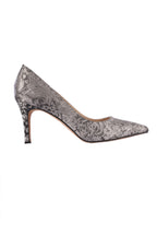 Barrios Leather Heels in Silver Print