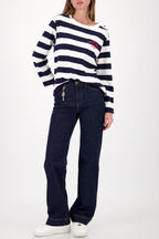 Basic Ribbles Jersey L/S Top in Marine Stripe