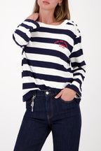 Basic Ribbles Jersey L/S Top in Marine Stripe