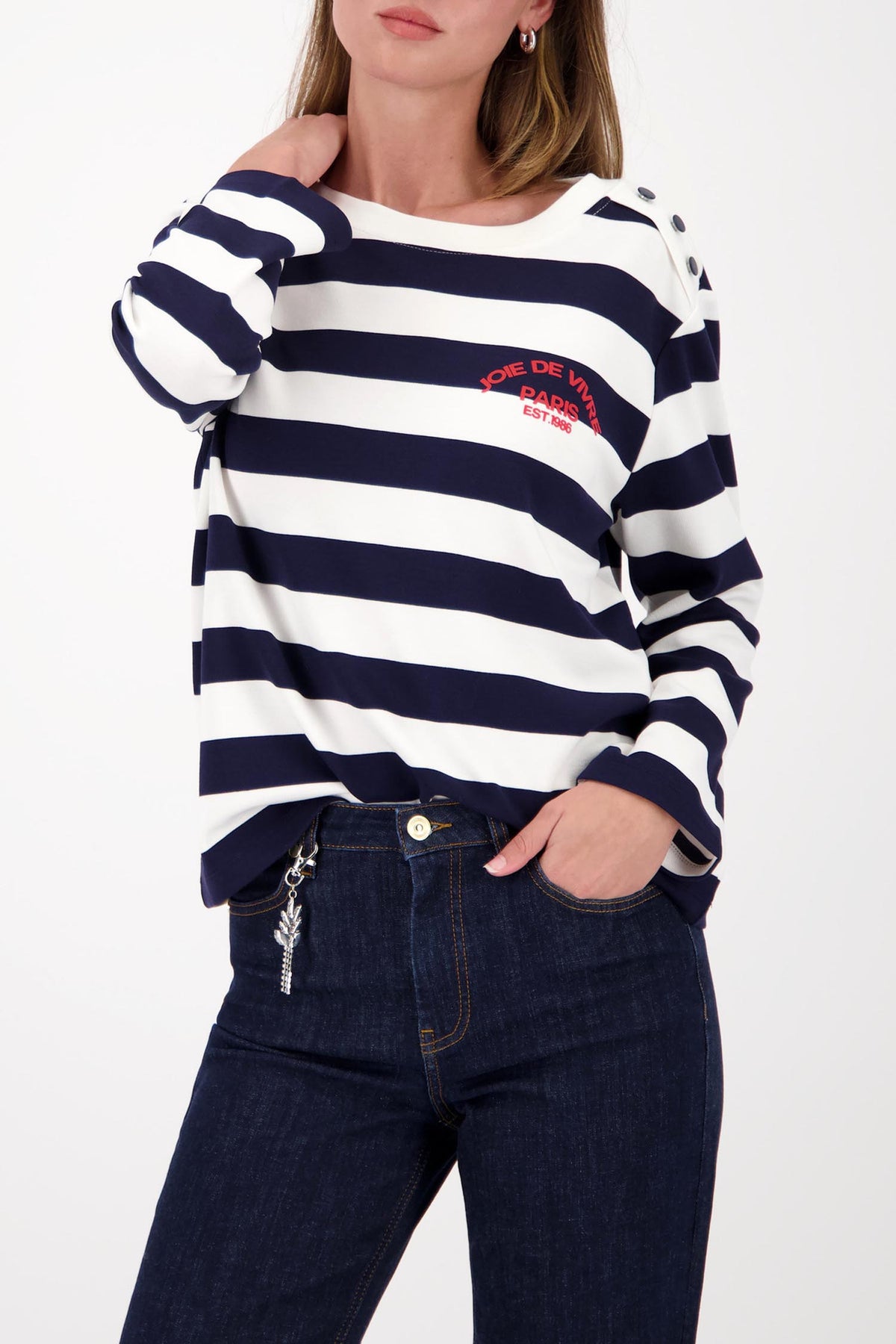 Basic Ribbles Jersey L/S Top in Marine Stripe