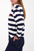 Basic Ribbles Jersey L/S Top in Marine Stripe