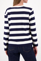 Basic Ribbles Jersey L/S Top in Marine Stripe