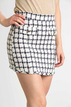 Belbo Navy White Check Skirt | FINAL SALE