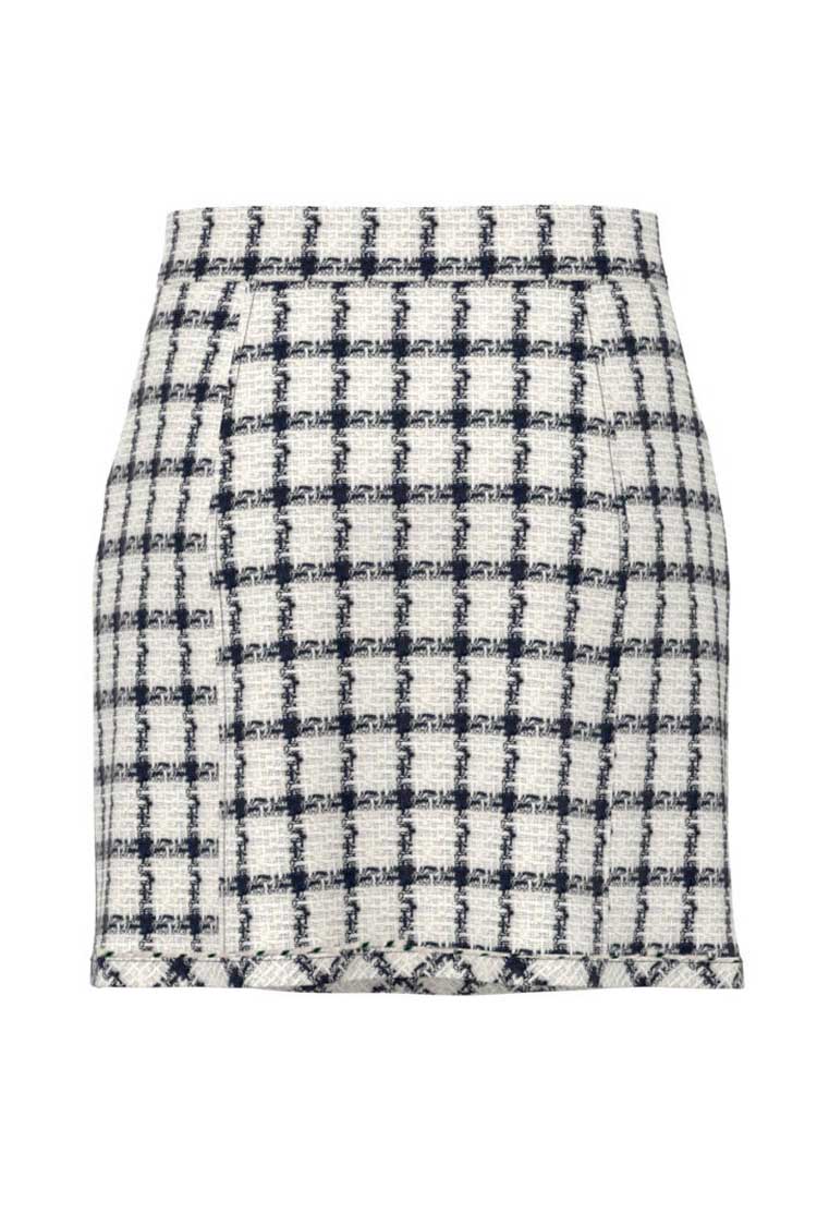 Belbo Navy White Check Skirt | FINAL SALE