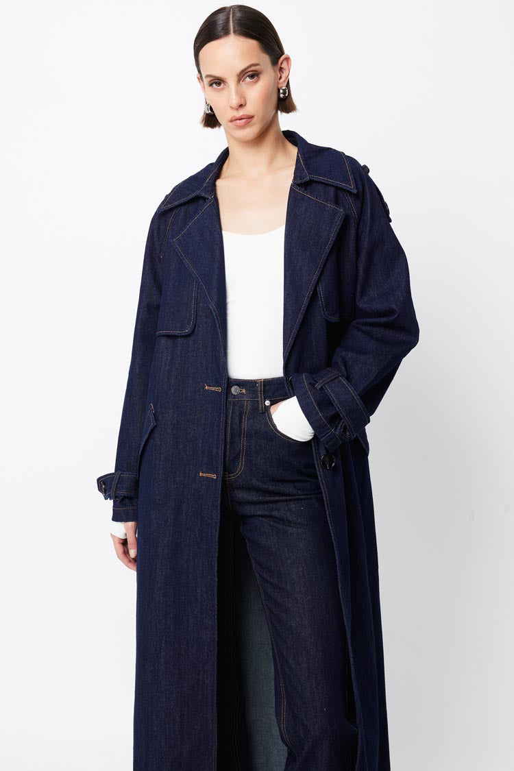 Bexley Trench Coat in Indigo | FINAL SALE