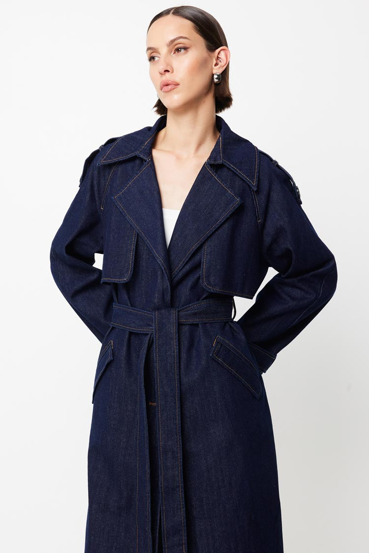 Bexley Trench Coat in Indigo | FINAL SALE