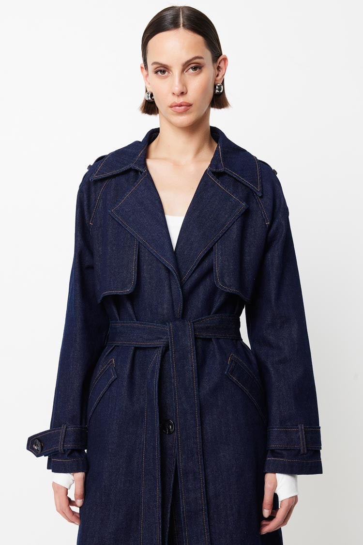 Bexley Trench Coat in Indigo | FINAL SALE