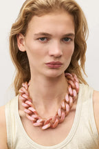Big Flat Chain Necklace in Peach Marble