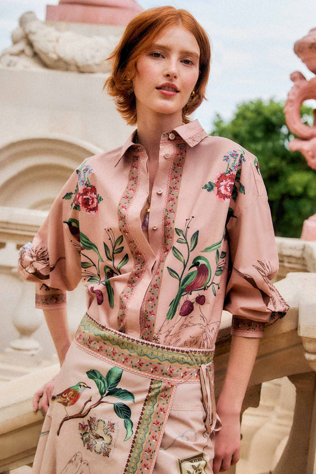 Bird Poetry Soft Pink Shirt